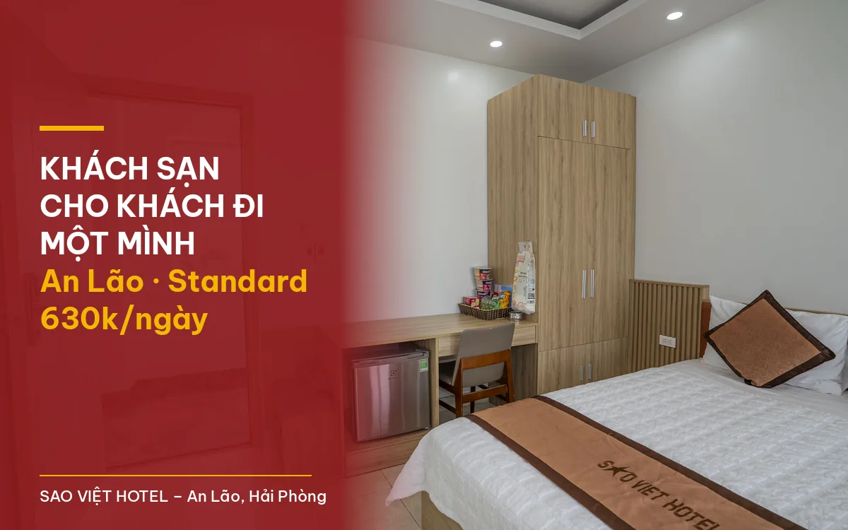 Khách sạn cho khách đi một mình An Lão – phòng 1 giường đôi tại Sao Việt Hotel với tiêu đề bài viết