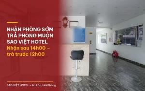 Nhận phòng sớm trả phòng muộn Sao Việt Hotel – sảnh lễ tân tại An Lão, có tiêu đề bài viết