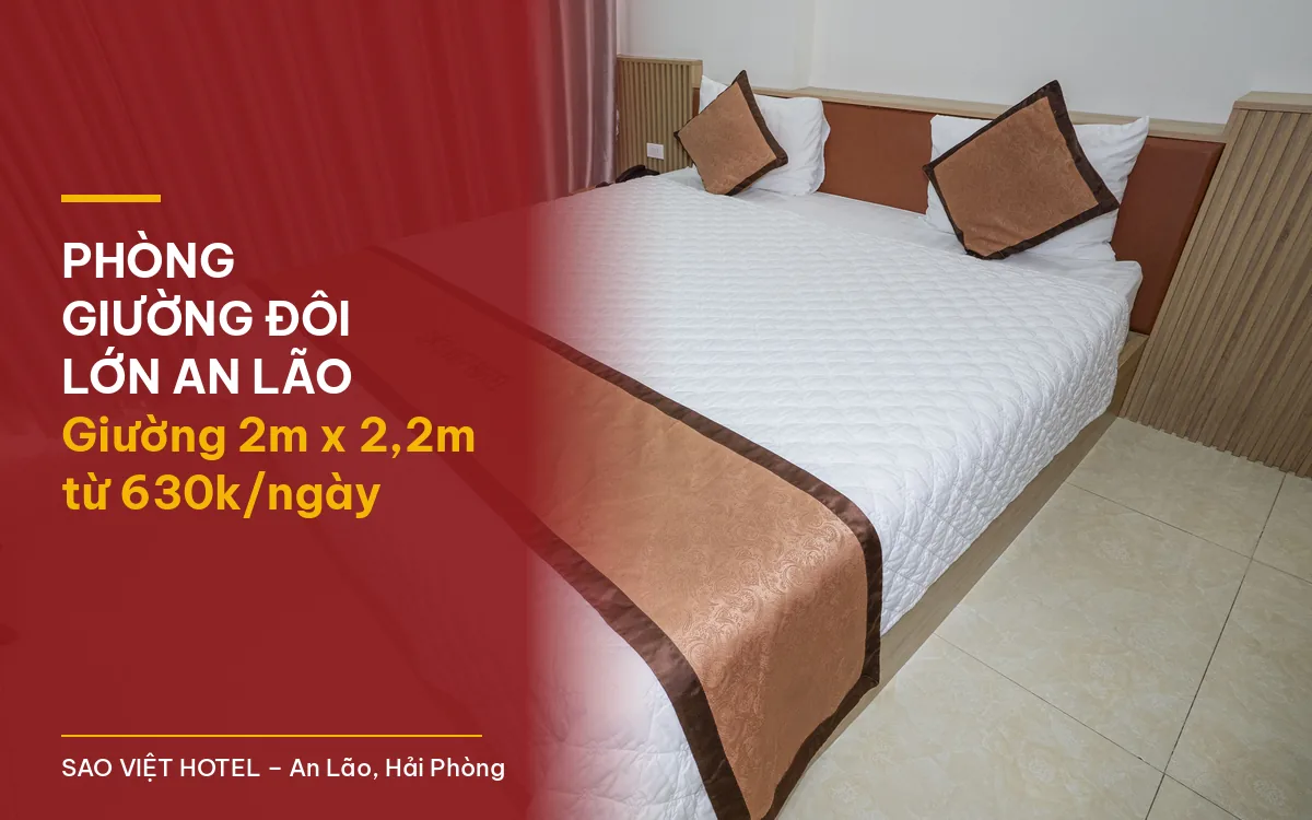 Phòng giường đôi lớn An Lão – giường đôi ga trắng tại Sao Việt Hotel với tiêu đề bài viết